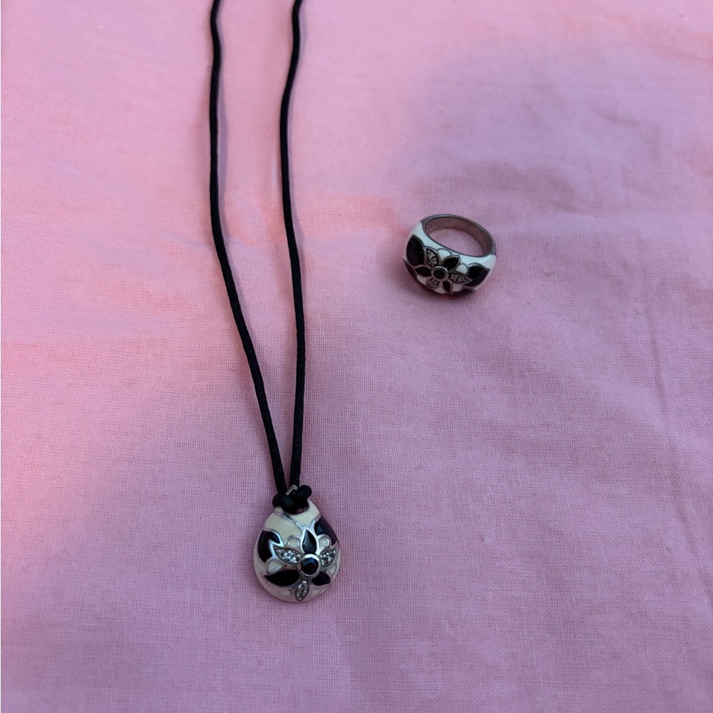 Silver Pendant Necklace and Ring Set